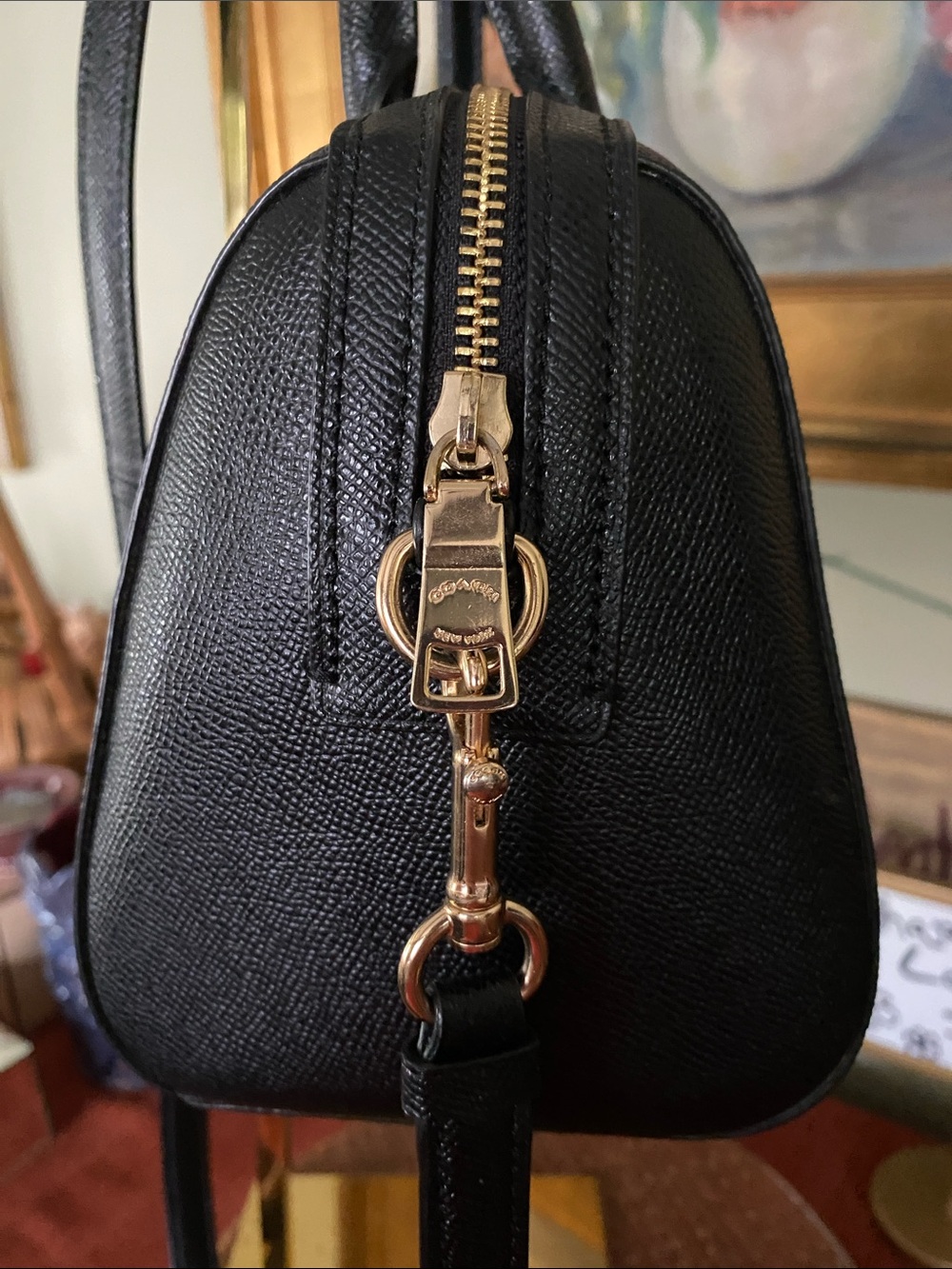 Coach Rowan Satchel with dual top handles and CB Strap Cross-grain Leather - Picture 3 of 14